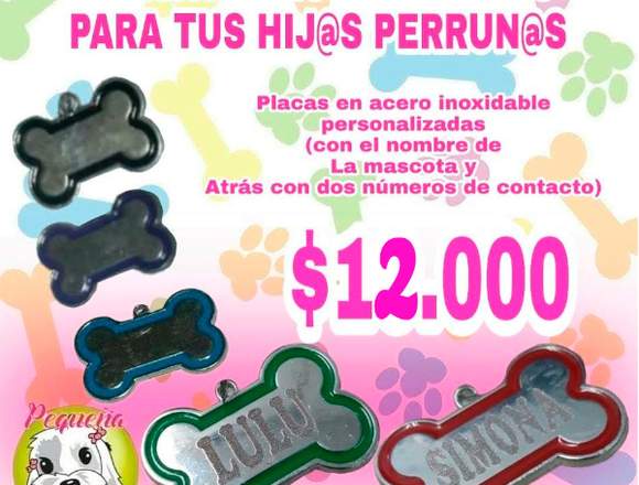 PLACAS PERSONALIZADA PARA PERROS 