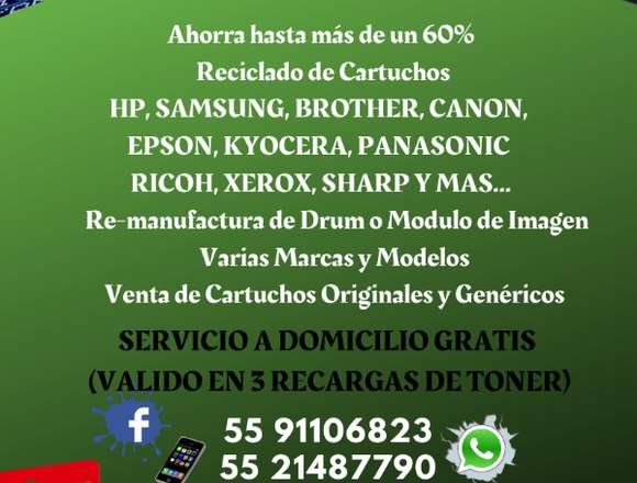 RECARGAMOS TUS CARTUCHOS DE TINTA O TONER