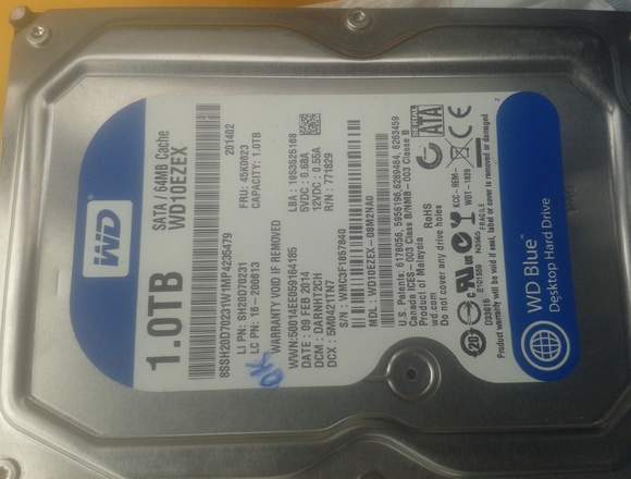 Vendo disco duro para PC de 1TB. 