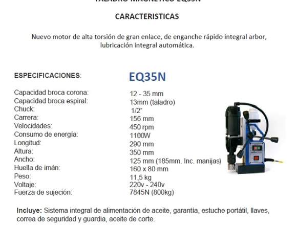 TALADRO MAGNÉTICO EQ35N UNIBOR ENGLAND