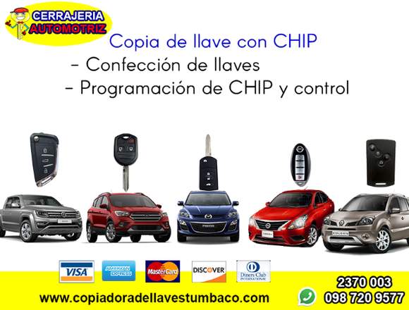 Copia de llave con chip para autos y motos 