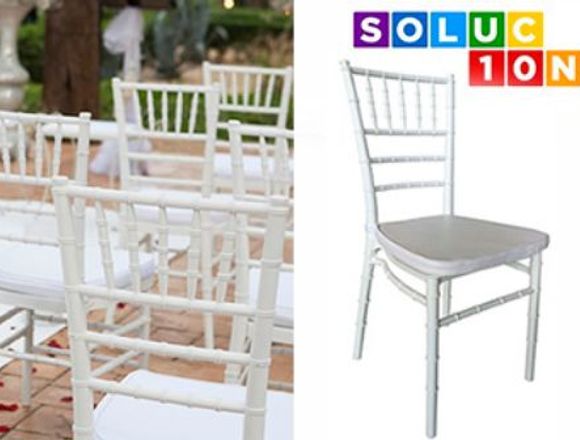 Silla CHIAVARI polipropileno blanco, cojín blanco