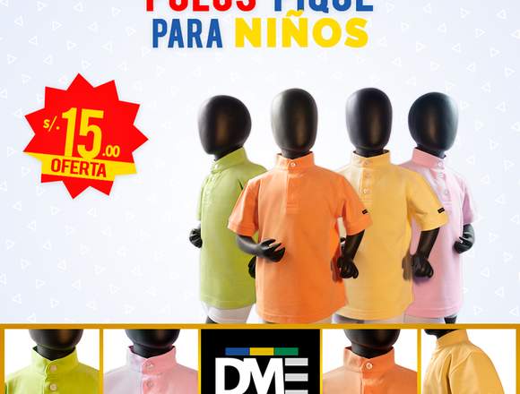 Polos Pique para niño, en todas las tallas