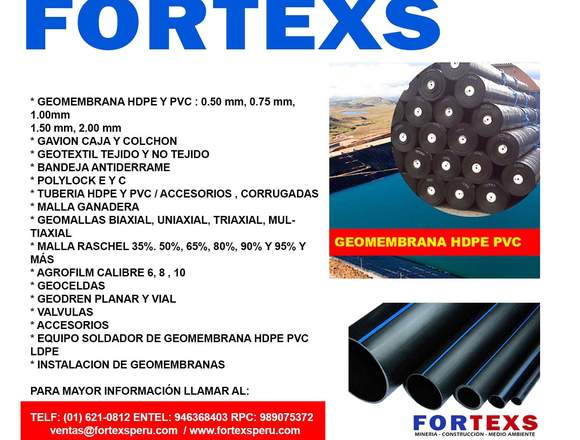 GEOMEMBRANA NOMINAL 0.50 A 2.00 MM HDPE PVC