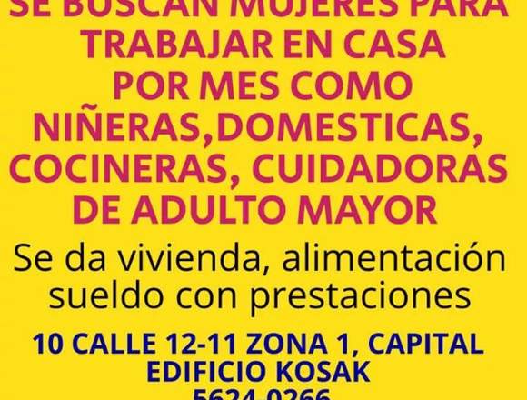 PLAZAS DISPONIBLES PARA MUJERES MAYORES DE EDAD