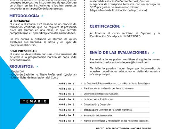 CURSO DE DIRECCIÓN DE RECURSOS HUMANOS