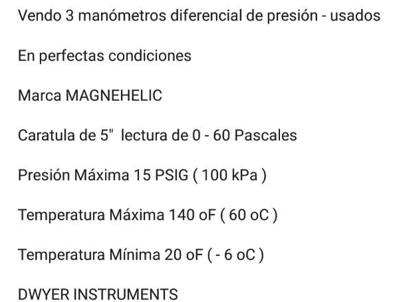 Vendo 3 manometros diferencial presion