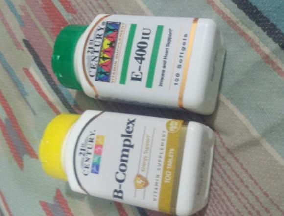   2 frascos vitaminas Complex B y  E de 400 IU   