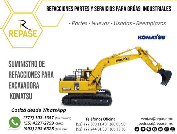 SUMINISTRO PARA EXCAVADORAS KOMATSU