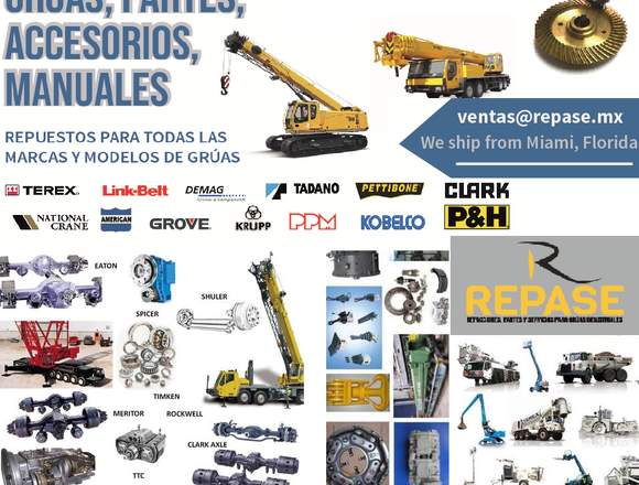 Gruas, partes, accesorios, manuales.