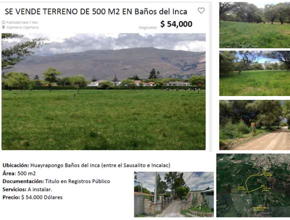 SE VENDE TERRENOS EN CAJAMARCA