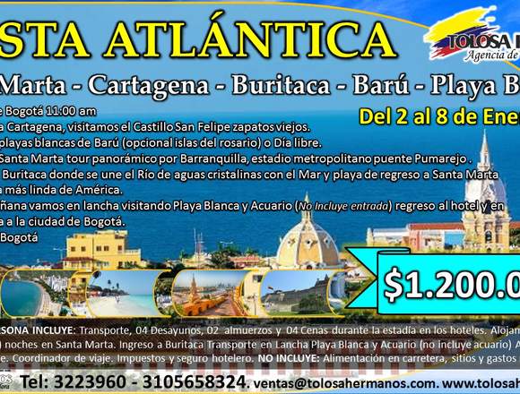 Costa Atlántica del 2 al 8 de enero