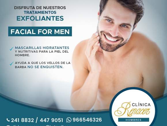 Rostro masculino más hidratado - Clínica Renacer