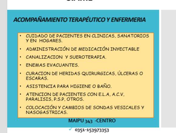 Servicio de  enfermeria domiciliaria