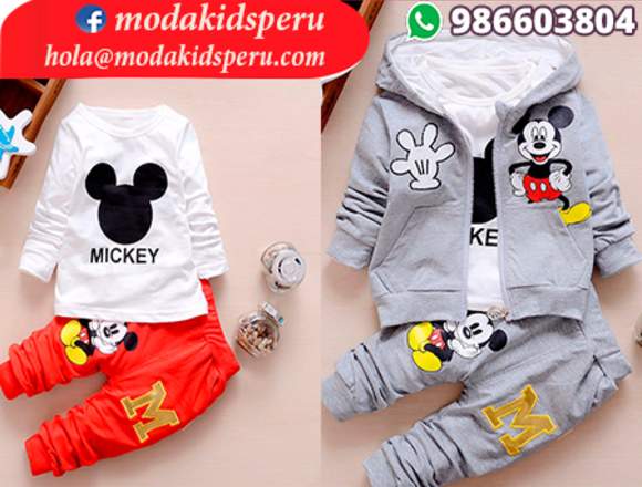 Conjunto de 03 piezas de Mickey Mouse de algodón