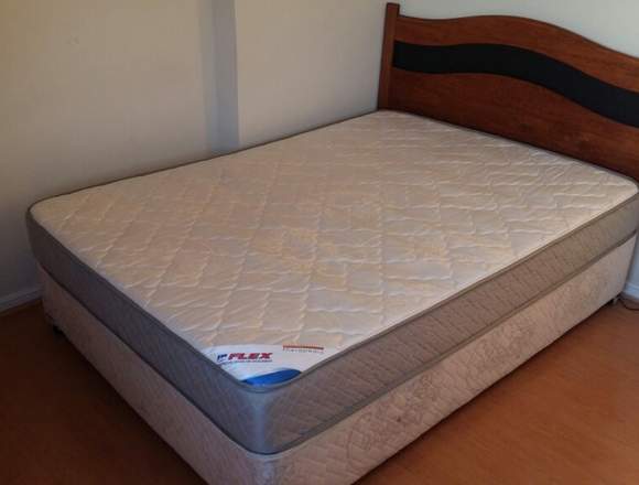 Cama 2 plzas americana + colchón + respaldo Vendo