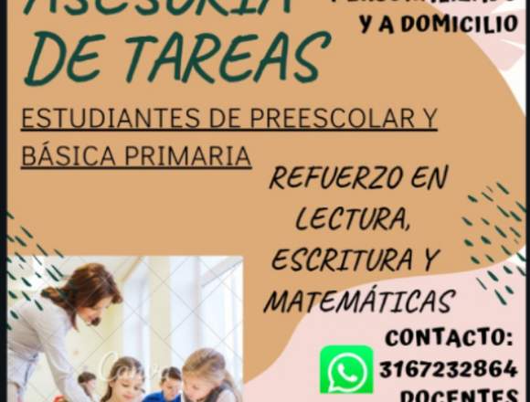 Asesoria de tareas y refuerzos.