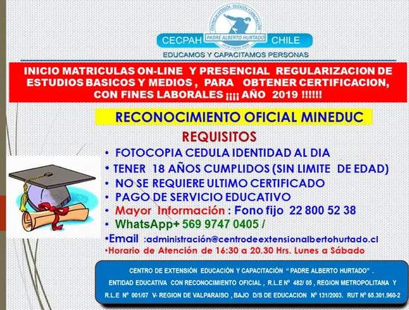 Regularizacion de estudios basicos y mediod