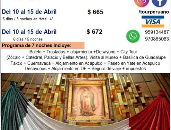 Precio de viaje a Mexico Virgen de Guadalupe 
