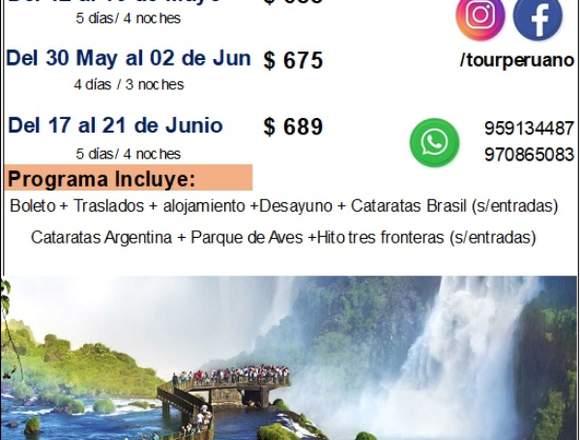 Precio de viaje a Iguazú confirmado 2020