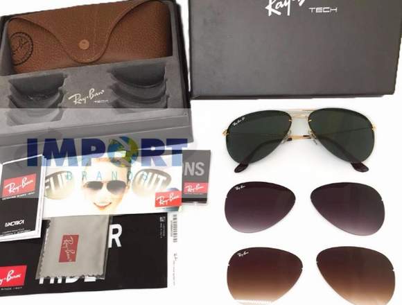 gafas ray ban aviador flipout 3460 3 kits de lente