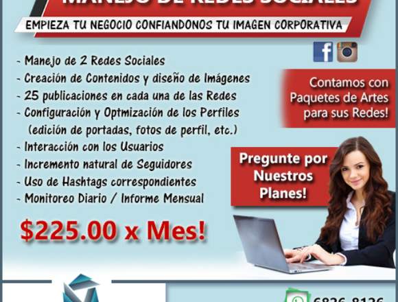 Manejo de Redes Sociales a Excelentes Precios!