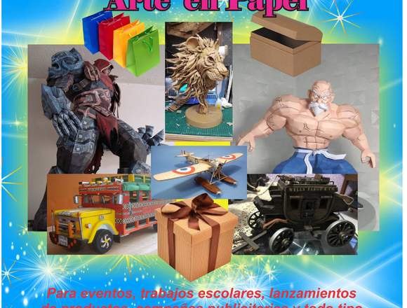 arte en papel...cajas,maquetas, monigotes, carros