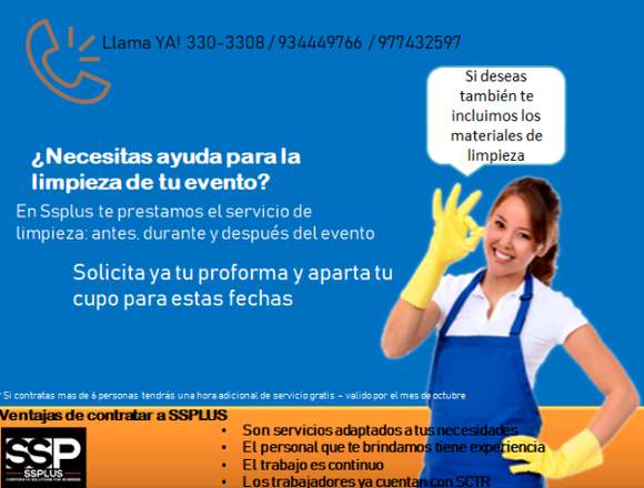 SERVICIO DE LIMPIEZA PARA EVENTOS 