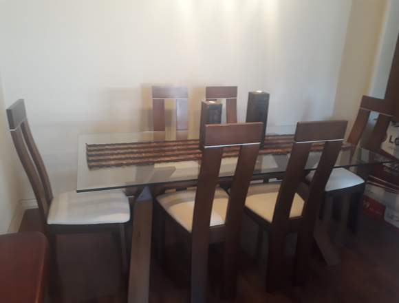 Mesa comedor vidrio madera