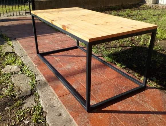 Mesa Ratona Estilo Industrial Hierro Y Madera 