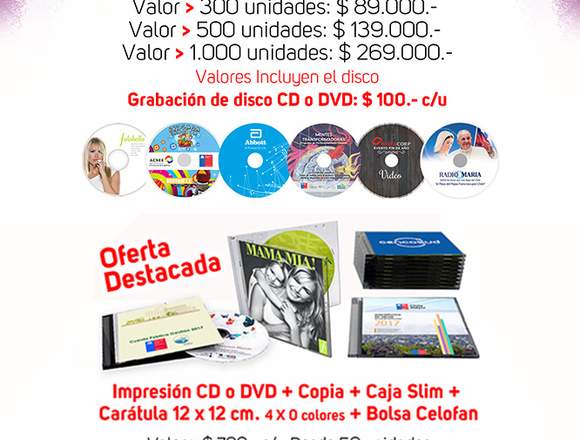 CDs - DVDs - Blu Ray Impresión y Duplicación