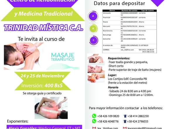 curso de Primeros Auxilios y Masaje Terapeutico. 