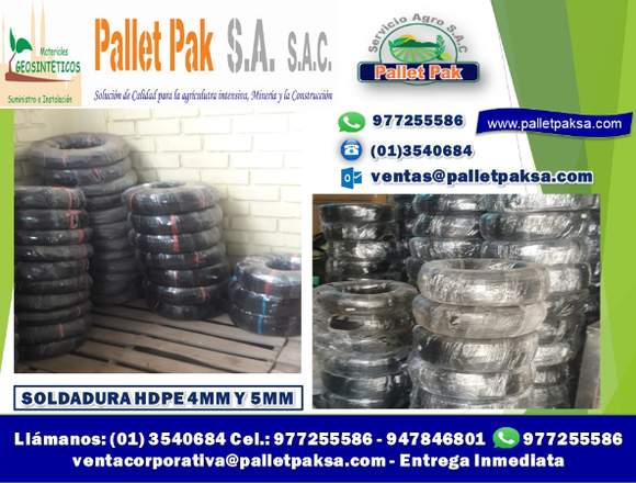 SOLDADURA HDPE  5MM P/GEOMEMBRANA HDPE ROLLO: 10KG