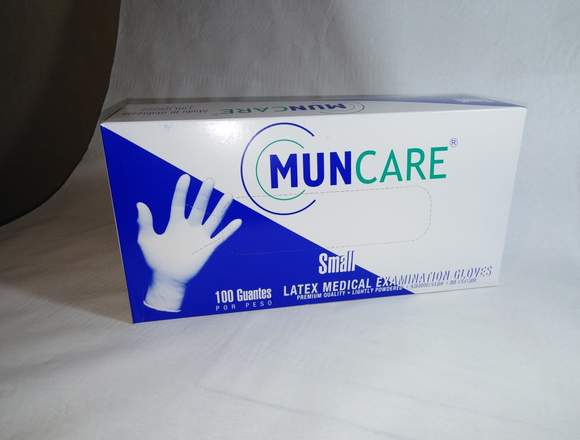 GUANTE LATEX MUNCARE TALLA S, 10 CAJAS X 100 UNID.