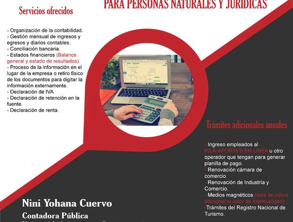 Asesoría contables y  tributarias persona.