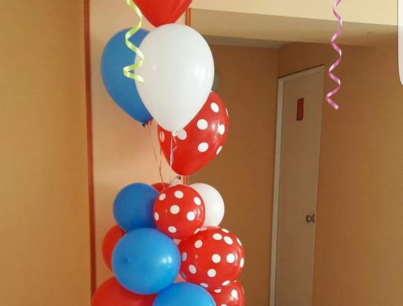 Recreacion decoracioned con globos en helio y aire