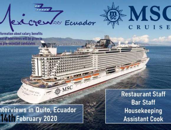 Se solicitan cocineros para crucero MSC