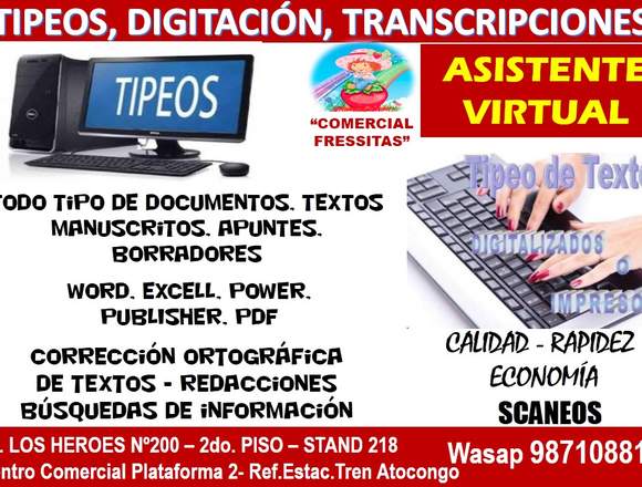 TIPEOS, DIGITACIÓN, TRANSCRIPCIONES