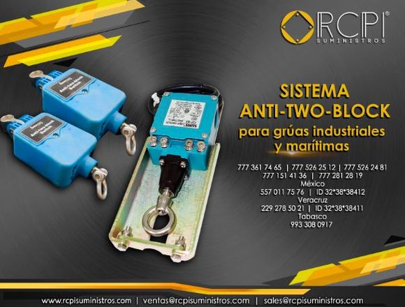 Sistema anti two block para grúas industriales