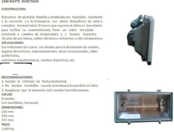 Reflectores 1500 watt