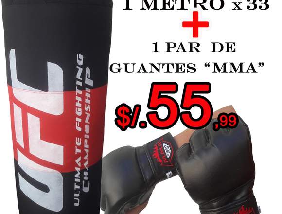 Saco de boxeo mas 1 par de guantes MMA/UFC 