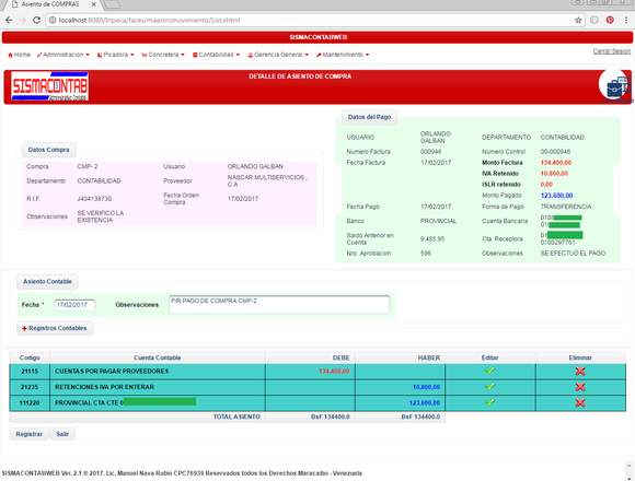 Implantación Sistema Administrativo Contable Web 