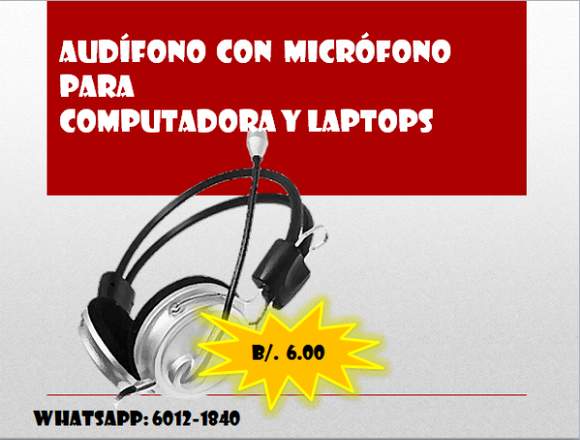 AUDÍFONOS CON MICRÓFONO PARA LAPTOP O CPU 