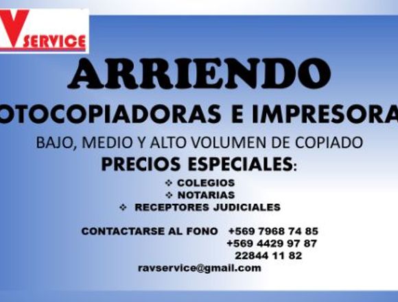 ARRIENDO DE FOTOCOPIADORAS E IMPRESORAS