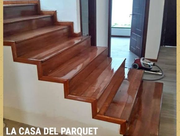 pisos de madera con 3 manos de laca polurietano  