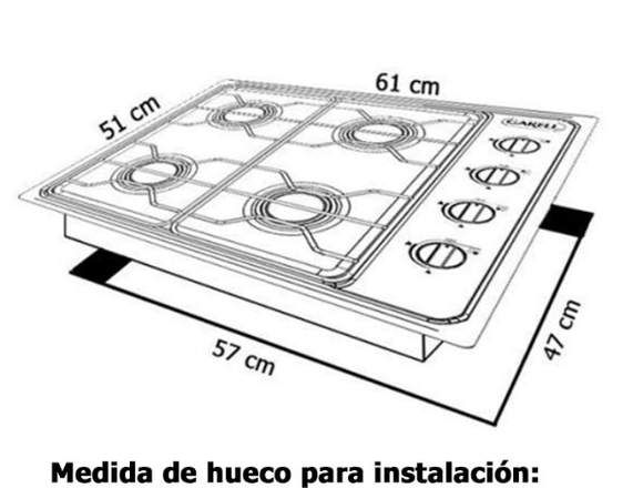 Parrilla para empotre 4 quemadores 