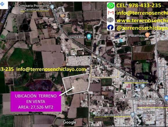 Vendo Hermoso Terreno en Reque, Chiclayo