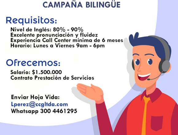 Importante call center requiere agentes bilingues 