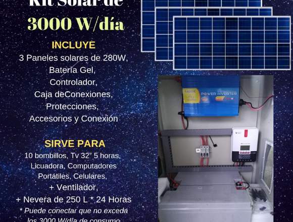 Kit energía solar 3000w/día