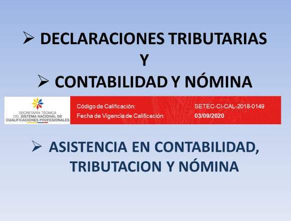 Cursos Contabilidad Tributación y Nómina